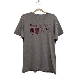 Happy Fall Y'all ! Graphic Tee Grey Womens Size Large
